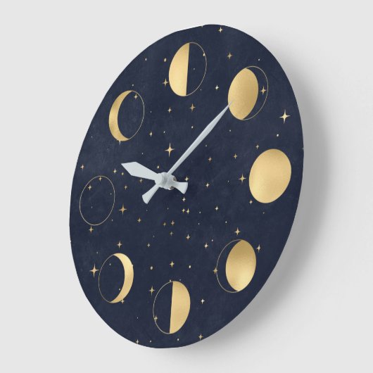 Celestial Moon Phases Gold Acrylic Wall Clock Große Wanduhr (Winkel)