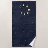 Celestial Moon Phases Gold Monogram Strandtuch (Vorderseite)