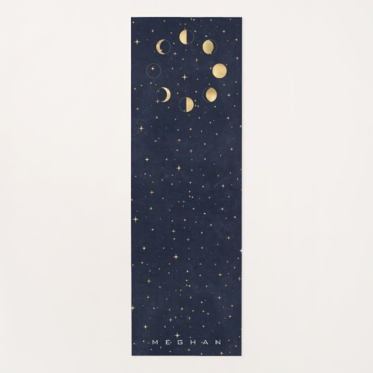 Celestial Moon Phases Gold Monogram Yoga Mat Yogamatte (Vorderseite)