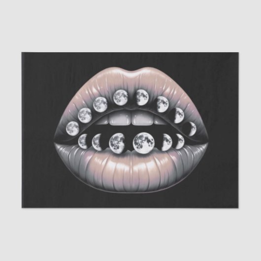 Celestial Moon Phases Lips Decoupage Seidenpapier (Vorderseite)