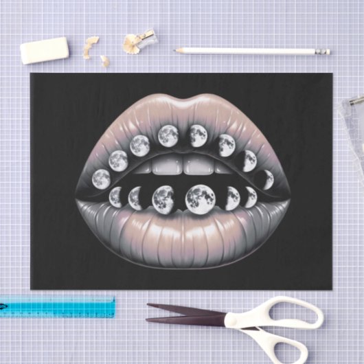 Celestial Moon Phases Lips Decoupage Seidenpapier (Handwerk)