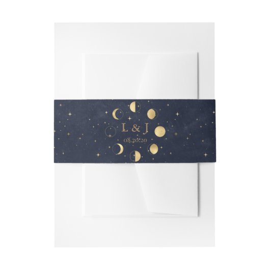 Celestial Moon Phases Midnight Wedding Bly Band (Vorderseite Beispiel)