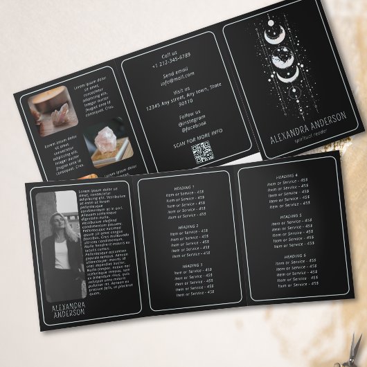 Celestial Moon Phases Mystical Spiritual QR Code Dreifach Gefaltete Karte