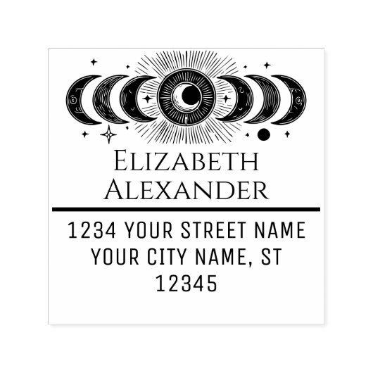 Celestial Moon Phases Name Rücksendeadresse #1 Permastempel (Design)