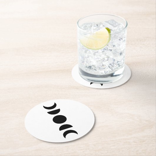 Celestial Moon Phases Runder Pappuntersetzer (Vor Ort)