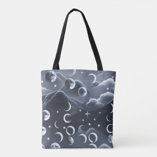 Celestial Moon Phases Soft Grey Luxury Aesthetic Tasche (Rückseite)