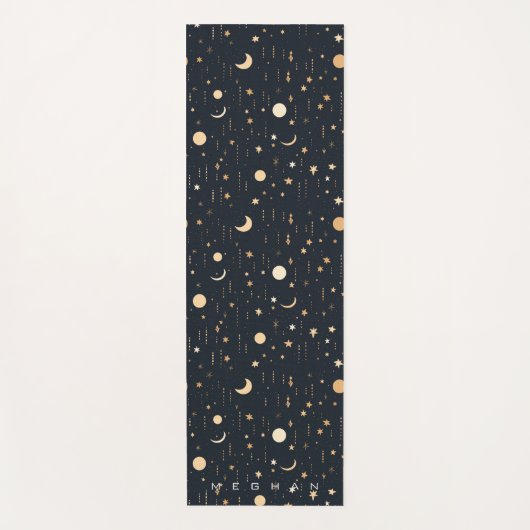 Celestial Moon Phases Stars Gold Monogram Yoga Mat Yogamatte (Vorderseite)