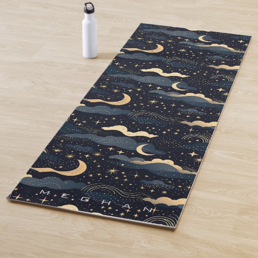 Celestial Moon Phases Stars Gold Monogram Yoga Mat Yogamatte (Beispiel)