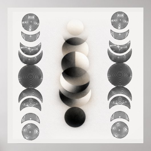 Celestial Moon Phases Triptych Poster | Abstract  (Vorne)