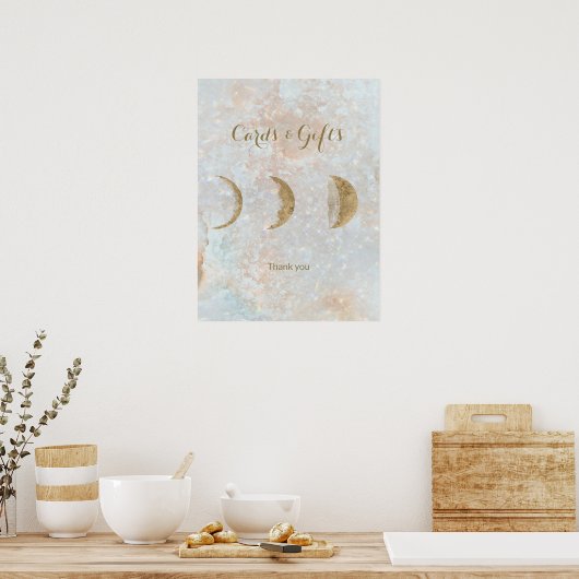 Celestial Moon Simple Chic Hochzeit Poster (Küche)