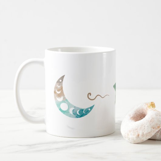 Celestial Moon Star Classic Keramik Tasse (Mit Donut)