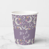 Celestial Moon Star Floral Lavender Baby Dusche Pappbecher (Rückseite)