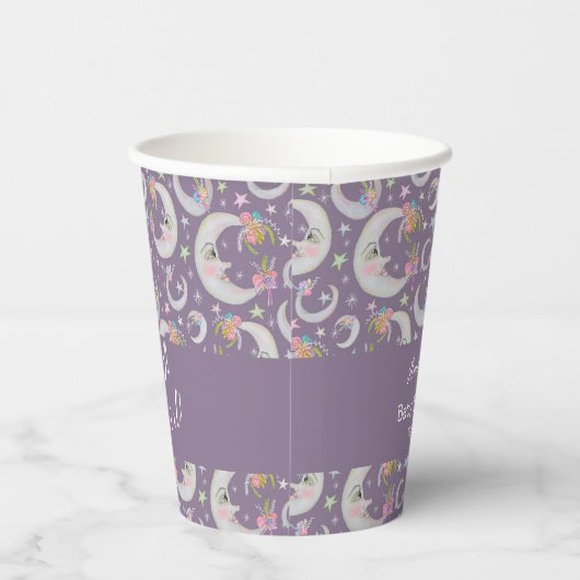 Celestial Moon Star Floral Lavender Baby Dusche Pappbecher (Rechts)