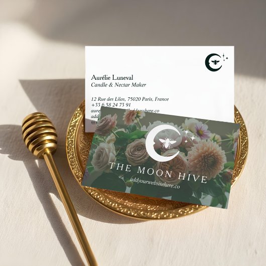 Celestial Moon Star Honey Bee Vintag Floral Visitenkarte