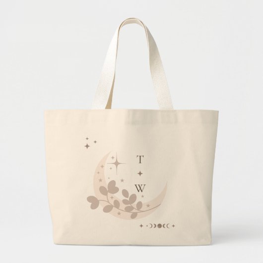 Celestial Moon Star Monogram Boho Bridesmaid Jumbo Stoffbeutel (Vorne)