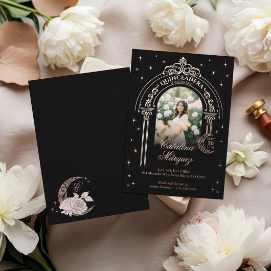 Celestial Moon Star Tiara Arch Foto Quinceañera Folieneinladung