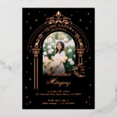 Celestial Moon Star Tiara Arch Foto Quinceañera Folieneinladung (Vorderseite)