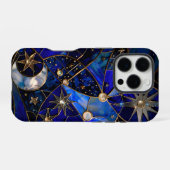 Celestial Moon Starry Night Stainglas iPhone Hülle (Rückseite (Horizontal))