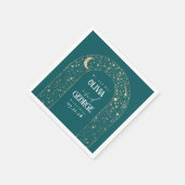Celestial Moon Stars Aquamarin Hochzeit Serviette (Ecke)
