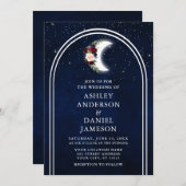 Celestial Moon Stars Arch Floral Wedding Einladung (Vorne/Hinten)