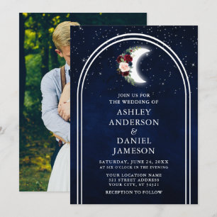 Celestial Moon Stars Arch Foto Hochzeit Einladung