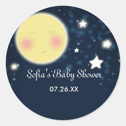 Celestial Moon Stars Babydusche Party Sticker (Vorderseite)