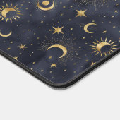 Celestial Moon Stars Blue and Gold Monogram Name Schreibtischunterlage (Ecke)
