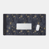 Celestial Moon Stars Blue and Gold Monogram Name Schreibtischunterlage (Tastatur & Maus)