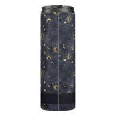 Celestial Moon Stars Blue and Gold Monogram Name Thermosbecher (Rückseite)