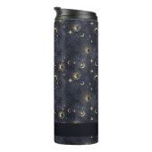 Celestial Moon Stars Blue and Gold Monogram Name Thermosbecher (Nach rechts gedreht)