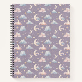 Celestial Moon Stars Clouds Watercolor Pastels Notizblock