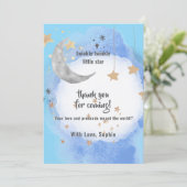 Celestial Moon Stars, Dark Blue And Gold Dankeskarte (Stehend Vorderseite)