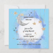 Celestial Moon Stars, Dark Blue And Gold Einladung (Vorderseite)