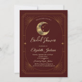 Celestial Moon Stars Dark Bridal Shower Einladung (Vorderseite)