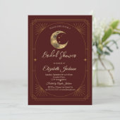 Celestial Moon Stars Dark Bridal Shower Einladung (Stehend Vorderseite)
