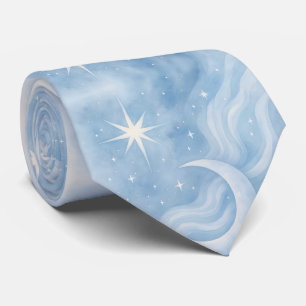 Celestial Moon Stars Dreamy Sky Pastel Watercolor Krawatte