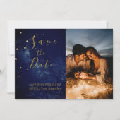 Celestial Moon Stars Elegantes Foto Hochzeit Save The Date (Vorderseite)