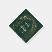 Celestial Moon Stars Emerald Green Wedding Serviette (Ecke)