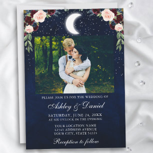 Celestial Moon Stars Foto Wedding Einladung