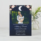Celestial Moon Stars Foto Wedding Einladung (Stehend Vorderseite)