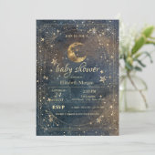Celestial Moon Stars Frame Dark Galaxy Einladung (Stehend Vorderseite)