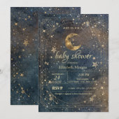 Celestial Moon Stars Frame Dark Galaxy Einladung (Vorne/Hinten)