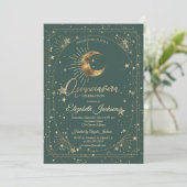 Celestial Moon Stars Frame Quinceanera Einladung (Stehend Vorderseite)