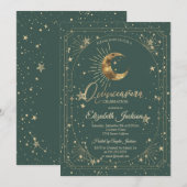 Celestial Moon Stars Frame Quinceanera Einladung (Vorne/Hinten)