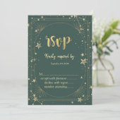 Celestial Moon Stars Frame Wedding RSVP   Einladung (Stehend Vorderseite)