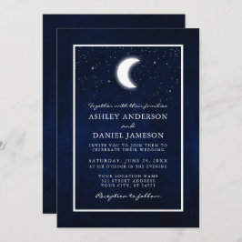 Celestial Moon Stars Gerahmt Hochzeit Einladung