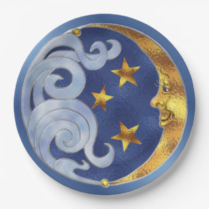 Celestial Moon Stars gestanzte Glaspapier-Teller Pappteller