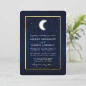 Celestial Moon Stars Gold Frame Wedding Einladung (Stehend Vorderseite)