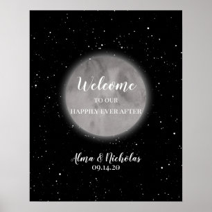 Celestial Moon & Stars Hochzeit Begrüßungszeichen Poster