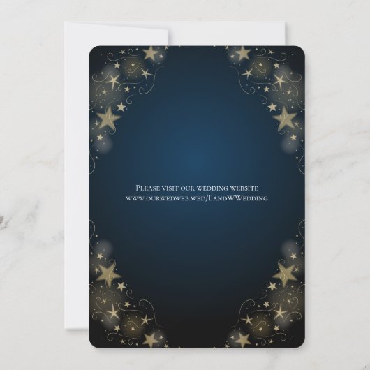 Celestial Moon Stars Hochzeiten Lila Blue Dark Einladung (Rückseite)